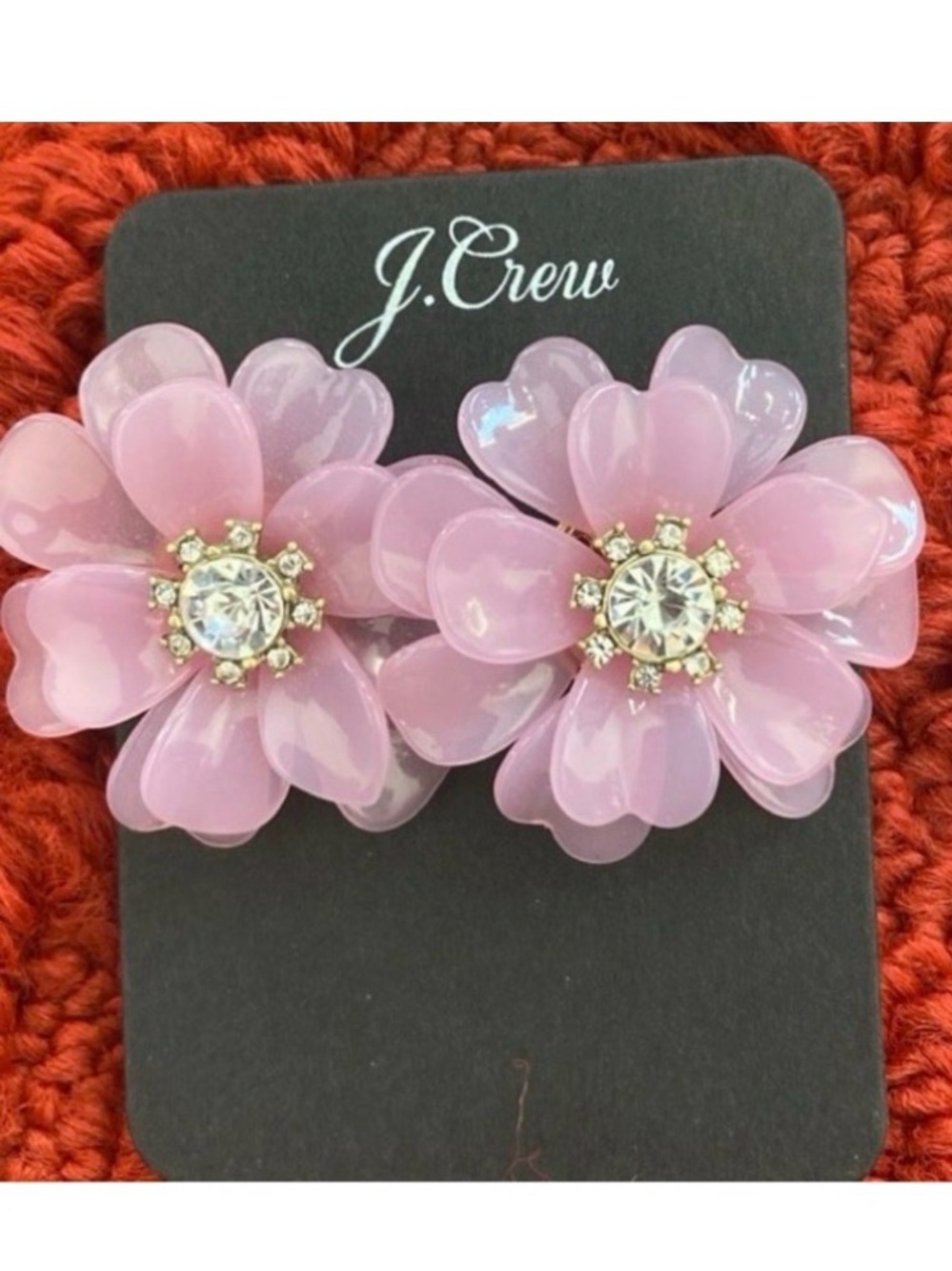 NWT J.Crew Full Bloom Cool Pink Flower Earrings